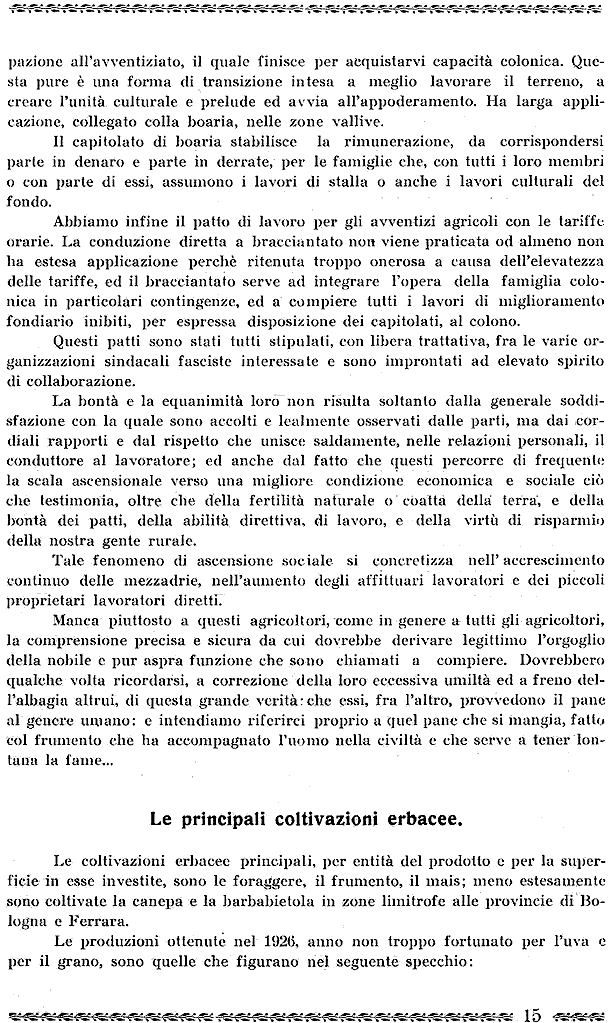 Stralci da una monografia edita nel 1927 dalla Confederazione degli Agricoltori di Modena