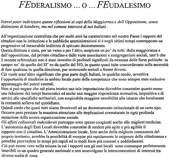 Federalismo...o...Feudalesimo